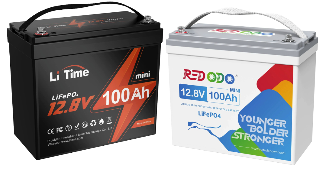 LiTime 12V 100Ah LiFePO4 Lithium Battery (2-Pack), 4000~15000 Deep Cycle  Lithium Iron Phosphate Battery, Built-in 100A BMS, Support in